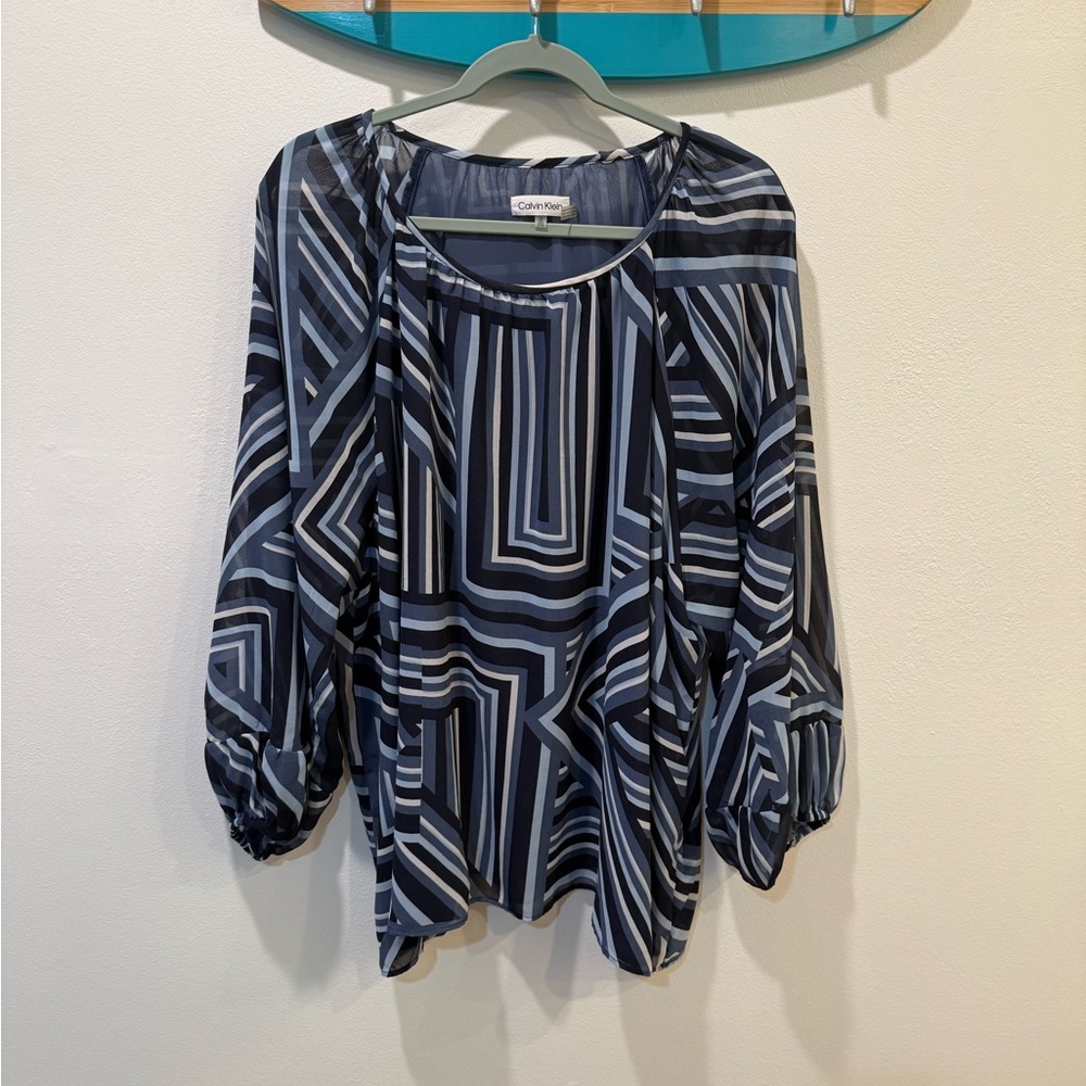 Calvin Klein Blue Graphic Relaxed Blouse